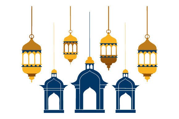 A Set of Lanterns Hanging Above a Blank