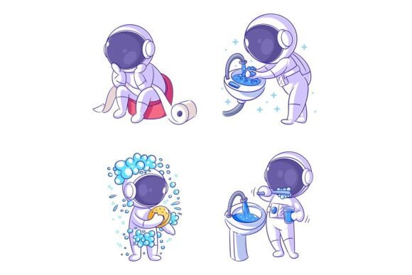 Cute Astronaut Cleaning Body Cartoon: A Versatile Visual Asset for Modern Content