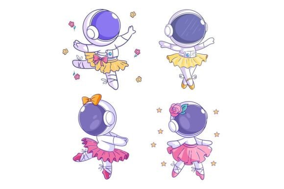 Cute Astronaut Dancing Ballet Cartoon Ideas