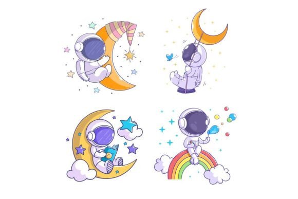 Cute Astronaut Sitting on the Moon: A Playful Font for Creatives