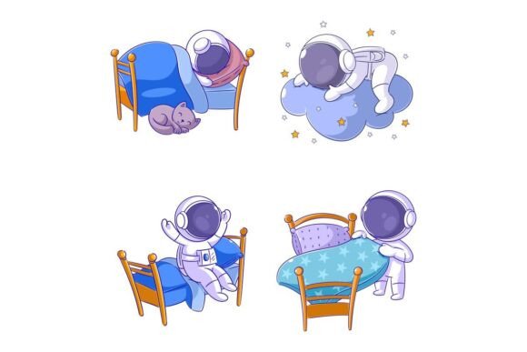 Cute Astronaut Sleeping, Cartoon Style: A Practical Look at a Whimsical Design Asset
