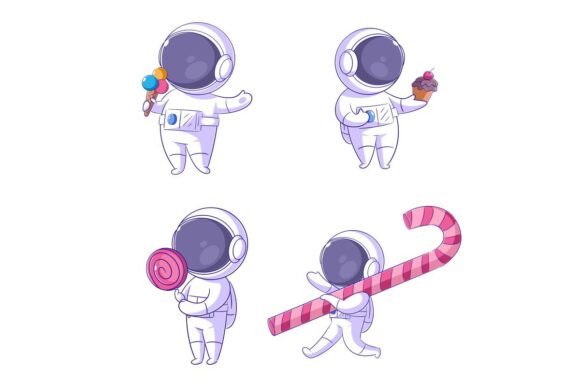 Cute Astronaut with Candy, Cartoon Style: Where Whimsy Meets Versatility in Digital Design