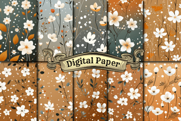 Flower Digital Paper in Modern Design