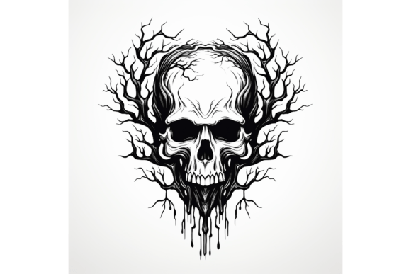 Hand Drawn Tree Skull: A Unique Artistic Expression