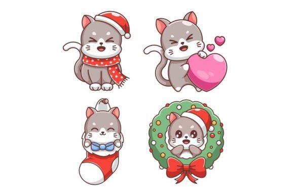 The Joy of a Cute Cat Celebrating Christmas in Cartoon Style